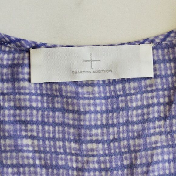 Thakoon Addition Silk Cinched Sheer Tunic/Dress in Blue/Purple Check Plaid - Picture 7 of 11